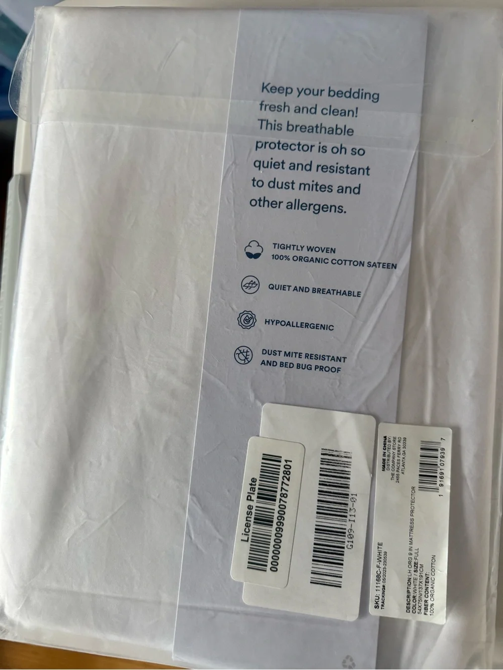 THE COMPANY STORE 100% ORGANIC COTTON SATEEN MATTRESS PROTECTOR: FULL